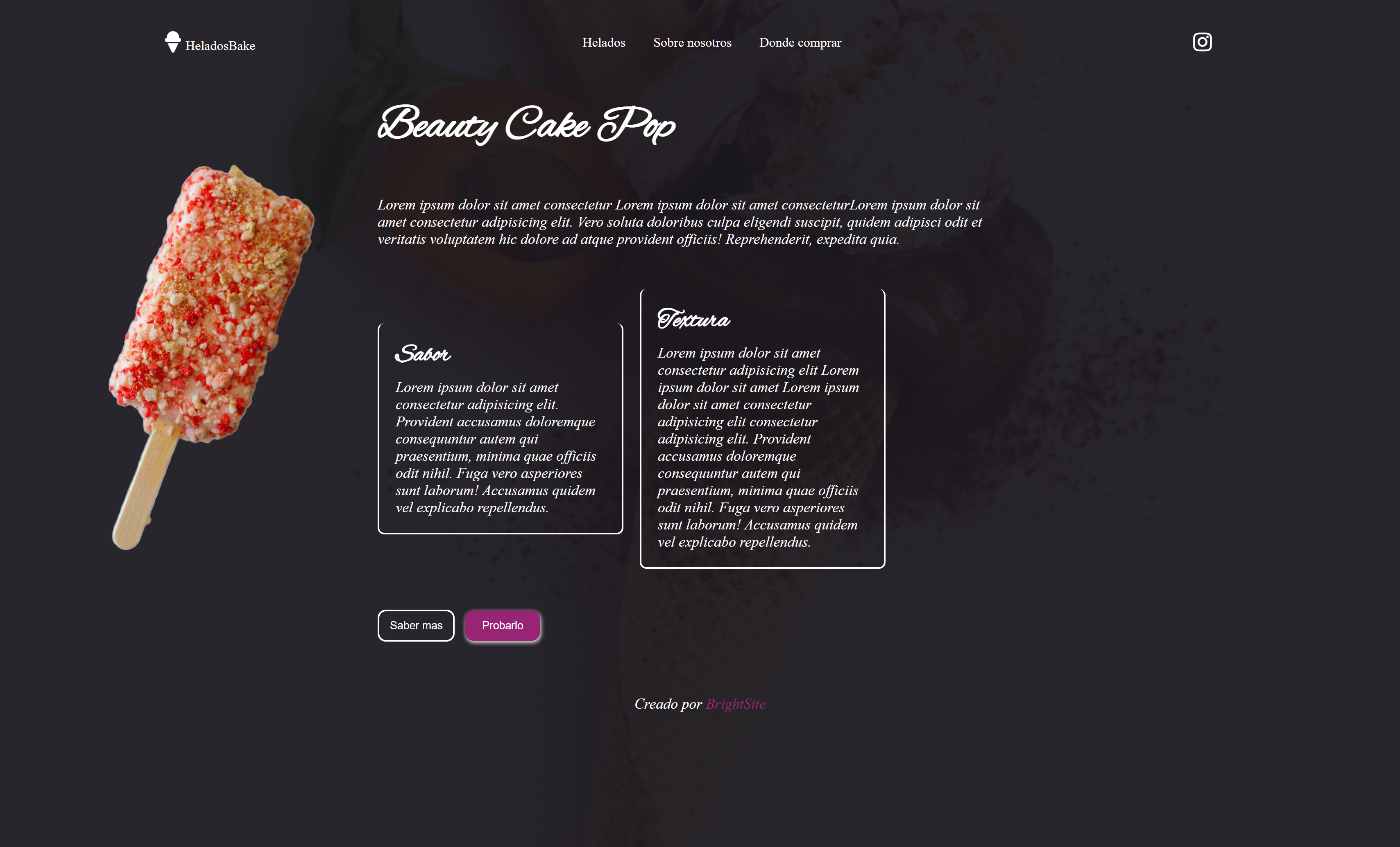 pagina web de helados diseño ux/ui